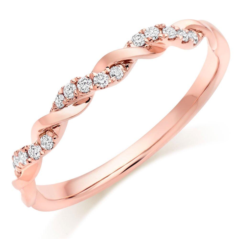 Entwine 18ct Rose Gold Diamond Twist Wedding Ring
